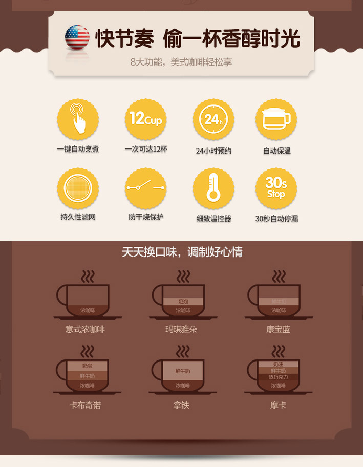 中国 Donlim 东菱 意式美式一体咖啡机全半自动家用商用 DL-KF7001